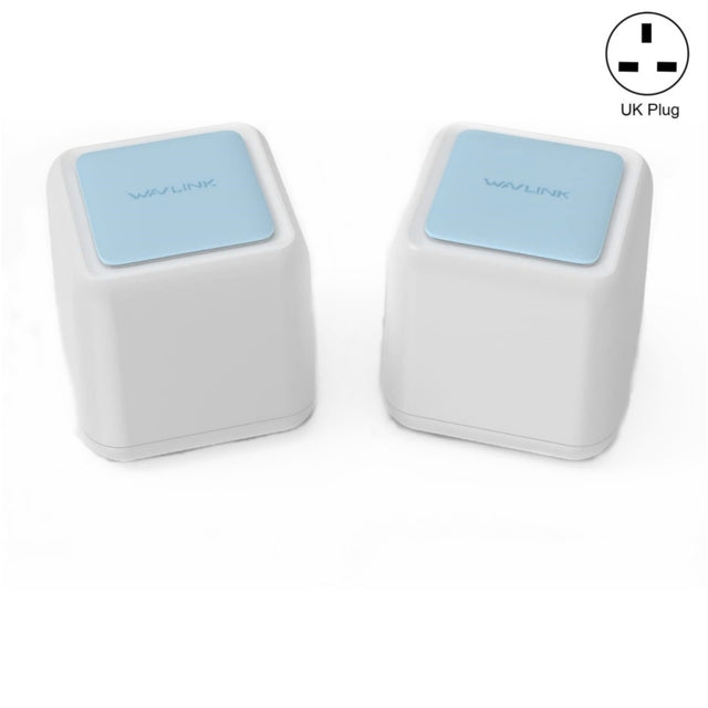 WAVLINK WN535M2 For Home Office 2pcs Mesh Wireless Router AC1200 Dual Band WiFi Signal Booster, Plug:UK Plug