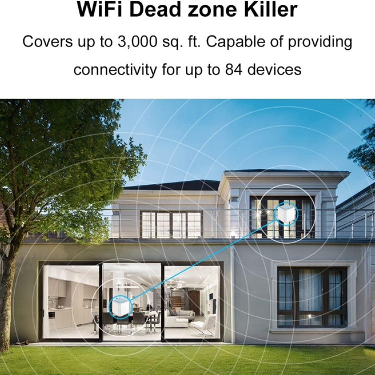 WAVLINK WN535M2 For Home Office 2pcs Mesh Wireless Router AC1200 Dual Band WiFi Signal Booster, Plug:AU Plug