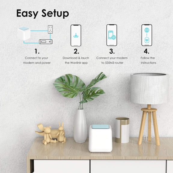WAVLINK WN535M3 For Home Office 3pcs Mesh Wireless Router AC1200 Dual Band WiFi Signal Booster, Plug:EU Plug
