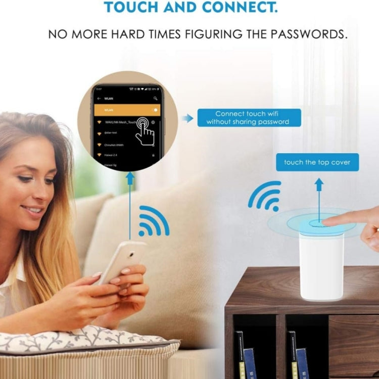 WAVLINK WN551K2 2pcs AC3000 WiFi Wireless Repeater Built-in Antenna Tri-Band Mesh Wireless Router, Plug:UK Plug