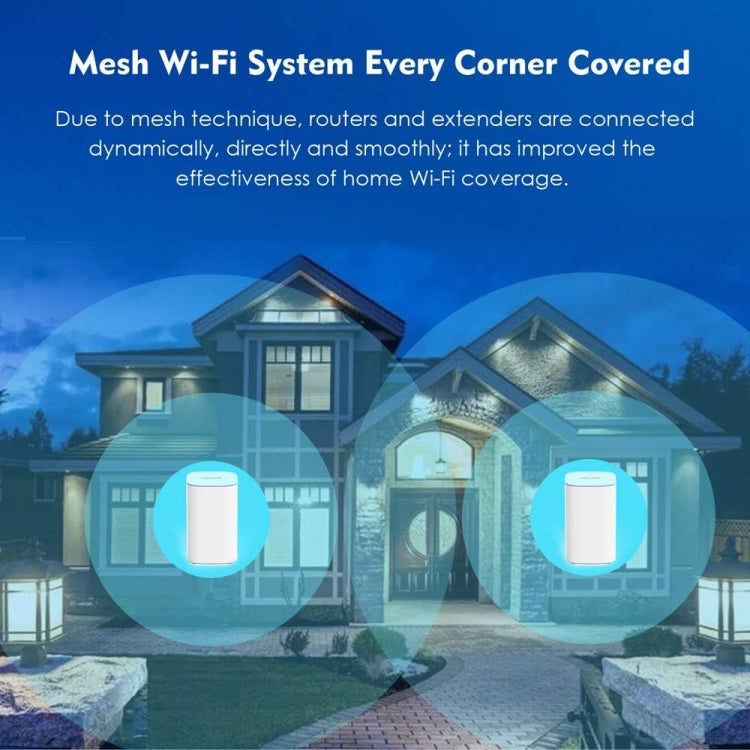 WAVLINK WN551K2 2pcs AC3000 WiFi Wireless Repeater Built-in Antenna Tri-Band Mesh Wireless Router, Plug:EU Plug