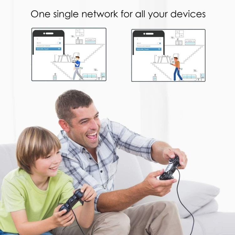 WAVLINK WN551K2 2pcs AC3000 WiFi Wireless Repeater Built-in Antenna Tri-Band Mesh Wireless Router, Plug:EU Plug