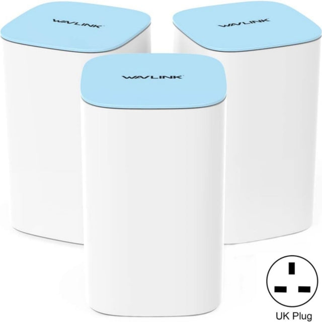 WAVLINK WN551K3 3pcs AC3000 WiFi Wireless Repeater Built-in Antenna Tri-Band Mesh Wireless Router, Plug:UK Plug