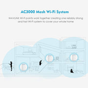 WAVLINK WN551K3 3pcs AC3000 WiFi Wireless Repeater Built-in Antenna Tri-Band Mesh Wireless Router, Plug:EU Plug