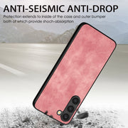 For Samsung Galaxy S21 FE 5G Vintage Leather PC Back Cover Phone Case(Pink)