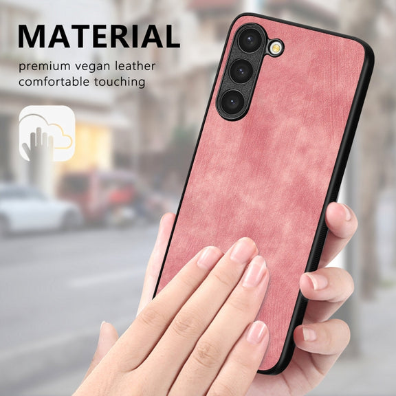 For Samsung Galaxy S21 FE 5G Vintage Leather PC Back Cover Phone Case(Pink)