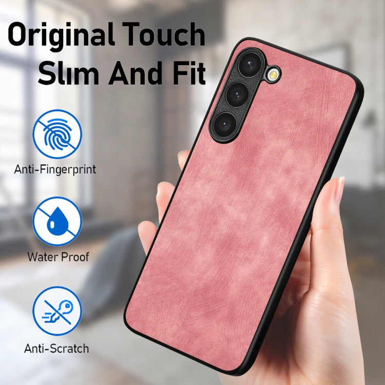 For Samsung Galaxy S21 FE 5G Vintage Leather PC Back Cover Phone Case(Pink)