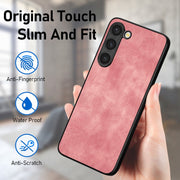 For Samsung Galaxy S21 FE 5G Vintage Leather PC Back Cover Phone Case(Pink)