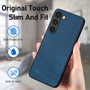 For Samsung Galaxy S25 5G Vintage Leather PC Back Cover Phone Case(Blue)