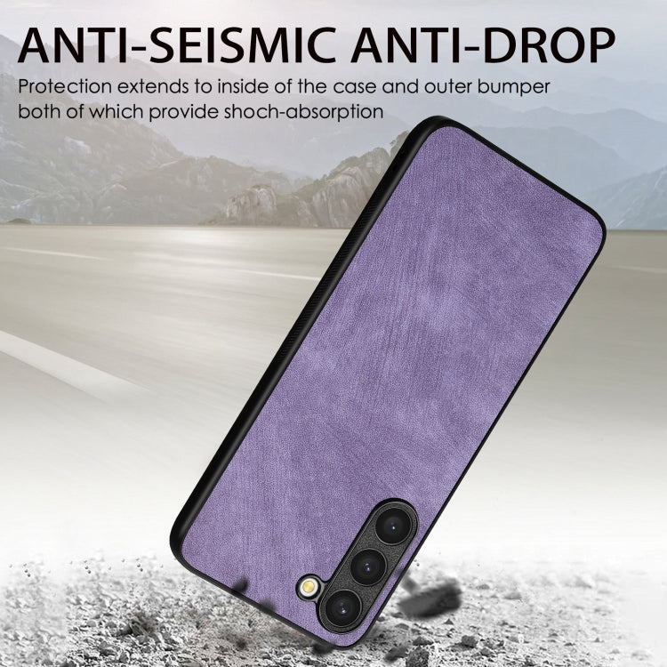 For Samsung Galaxy S25 5G Vintage Leather PC Back Cover Phone Case(Purple)
