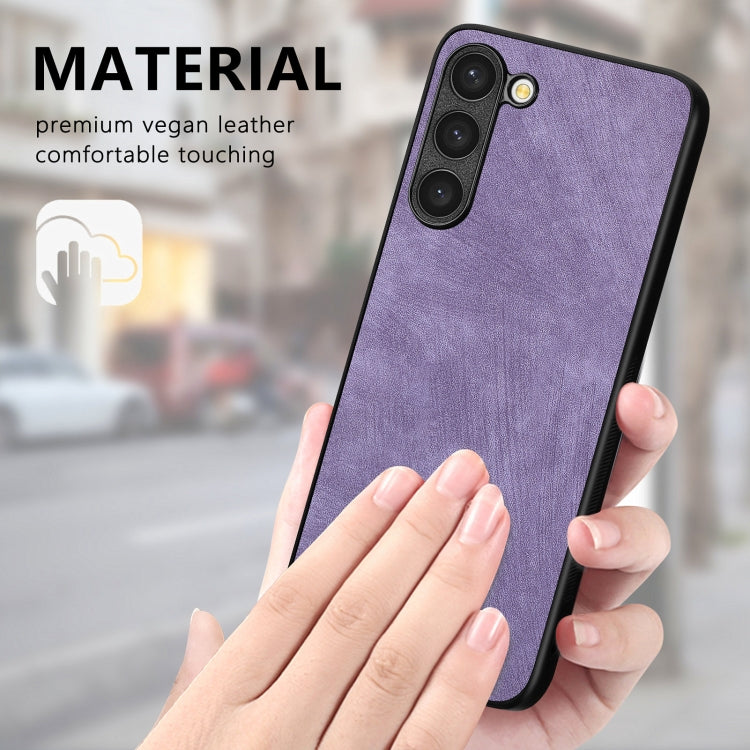 For Samsung Galaxy S25 5G Vintage Leather PC Back Cover Phone Case(Purple)