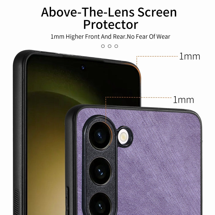 For Samsung Galaxy S25 5G Vintage Leather PC Back Cover Phone Case(Purple)