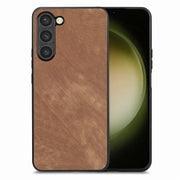 For Samsung Galaxy S25 5G Vintage Leather PC Back Cover Phone Case(Brown)