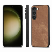 For Samsung Galaxy S25 5G Vintage Leather PC Back Cover Phone Case(Brown)