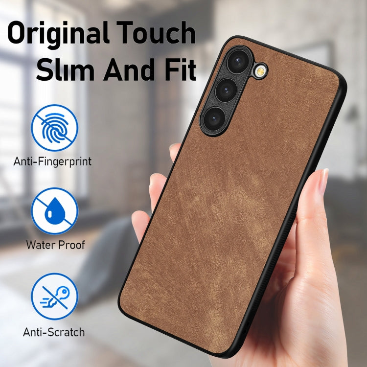 For Samsung Galaxy S25+ 5G Vintage Leather PC Back Cover Phone Case(Brown)