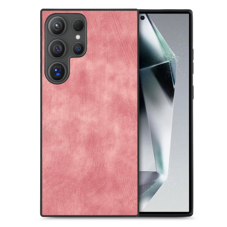 For Samsung Galaxy S25 Ultra 5G Vintage Leather PC Back Cover Phone Case(Pink)