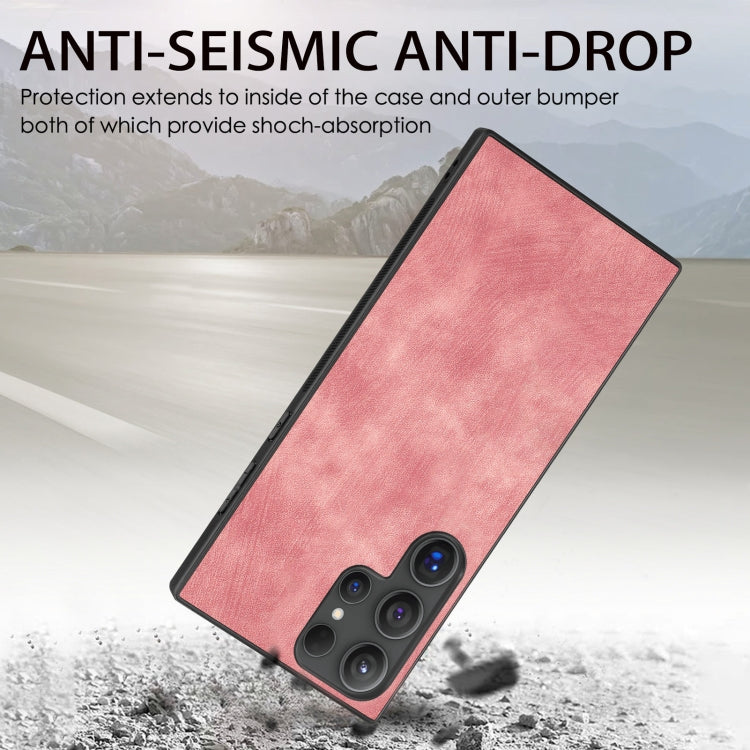 For Samsung Galaxy S25 Ultra 5G Vintage Leather PC Back Cover Phone Case(Pink)
