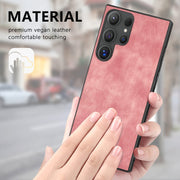 For Samsung Galaxy S25 Ultra 5G Vintage Leather PC Back Cover Phone Case(Pink)