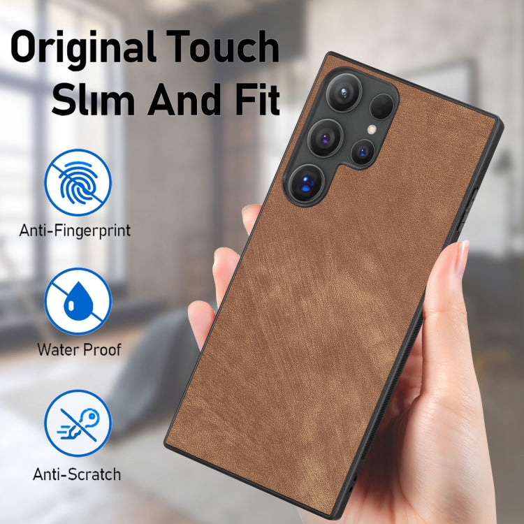 For Samsung Galaxy S25 Ultra 5G Vintage Leather PC Back Cover Phone Case(Brown)