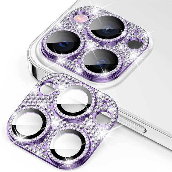 For iPhone 15 Pro / 15 Pro Max ENKAY Hat-Prince Blink Diamond Camera Lens Aluminium Alloy + Tempered Glass Full Coverage Protector(Dark Purple)