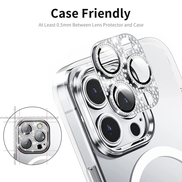 For iPhone 15 Pro / 15 Pro Max ENKAY Hat-Prince Blink Diamond Camera Lens Aluminium Alloy + Tempered Glass Full Coverage Protector(Dark Purple)