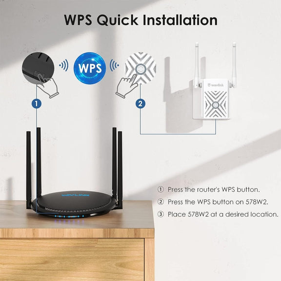 WAVLINK WN578W2 For Home Office N300 WiFi Wireless AP Repeater Signal Booster, Plug:UK Plug