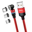ENKAY 3 in 1 3A USB to Type-C / 8 Pin / Micro USB Magnetic 540 Degrees Rotating Fast Charging Cable, Length:2m(Red) - free shipping - PMC Jewellery - Order now!