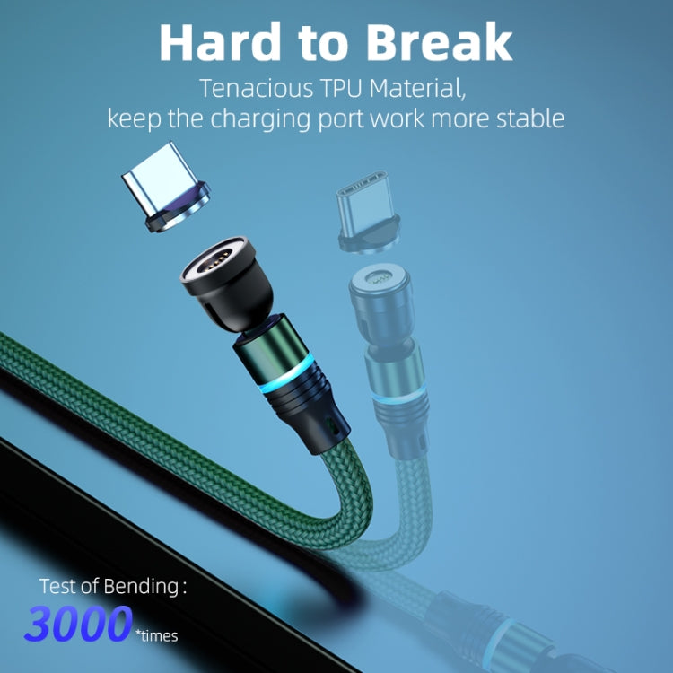 ENKAY 3 in 1 3A USB to Type-C / 8 Pin / Micro USB Magnetic 540 Degrees Rotating Fast Charging Cable, Length:2m(Green)