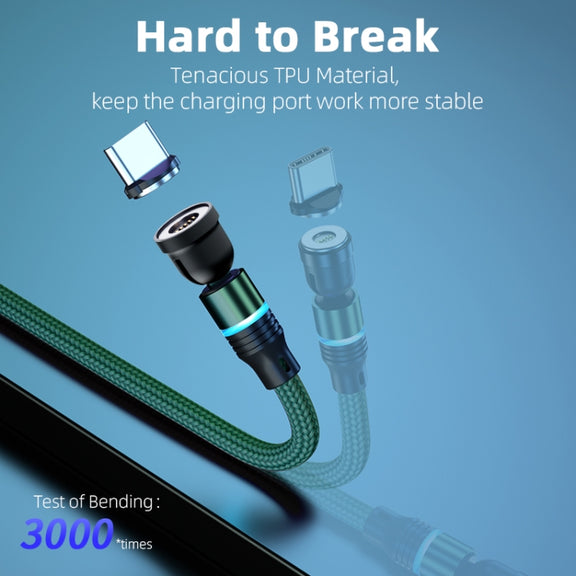 ENKAY 3 in 1 3A USB to Type-C / 8 Pin / Micro USB Magnetic 540 Degrees Rotating Fast Charging Cable, Length:2m(Green)
