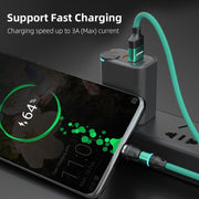 ENKAY 3 in 1 3A USB to Type-C / 8 Pin / Micro USB Magnetic 540 Degrees Rotating Fast Charging Cable, Length:2m(Green)