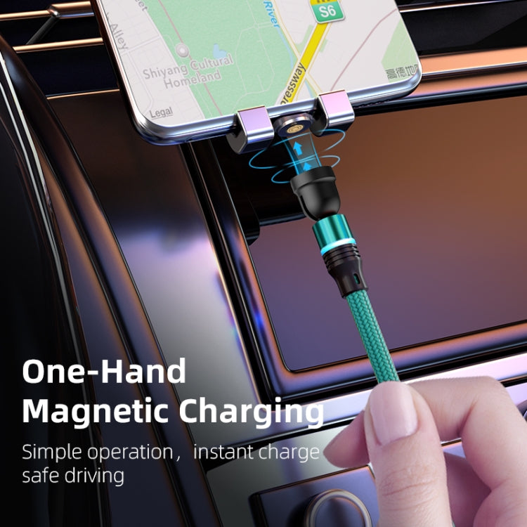 ENKAY 3 in 1 3A USB to Type-C / 8 Pin / Micro USB Magnetic 540 Degrees Rotating Fast Charging Cable, Length:2m(Green)