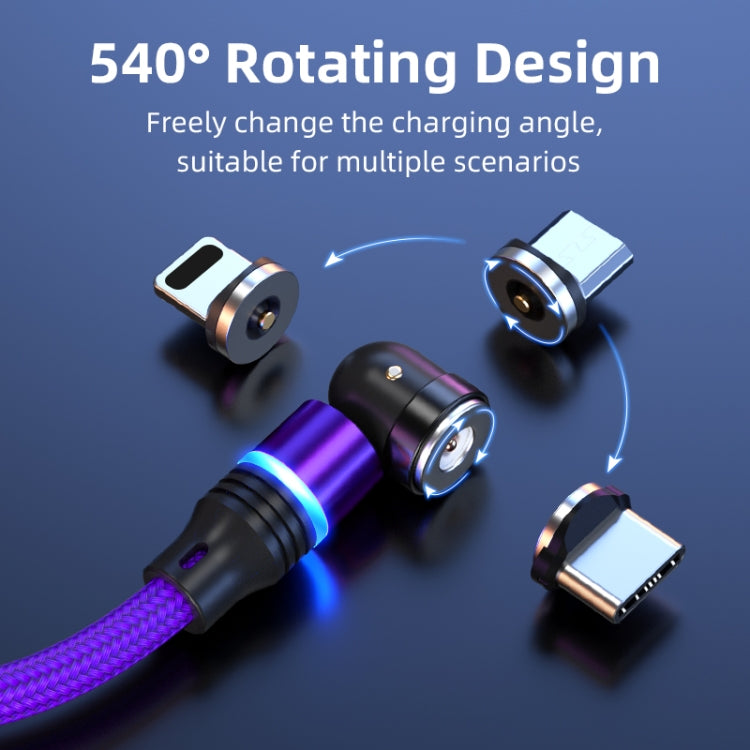 ENKAY 3 in 1 2.4A USB to Type-C / 8 Pin / Micro USB Magnetic 540 Degrees Rotating Charging Cable, Length:2m(Red)