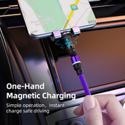 ENKAY 3 in 1 2.4A USB to Type-C / 8 Pin / Micro USB Magnetic 540 Degrees Rotating Charging Cable, Length:2m(Black)