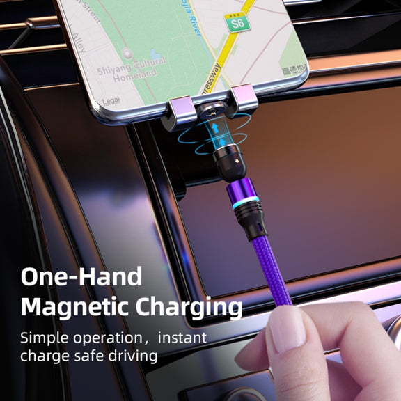 ENKAY 3 in 1 2.4A USB to Type-C / 8 Pin / Micro USB Magnetic 540 Degrees Rotating Charging Cable, Length:2m(Black)