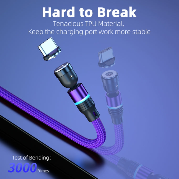 ENKAY 3 in 1 2.4A USB to Type-C / 8 Pin / Micro USB Magnetic 540 Degrees Rotating Charging Cable, Length:2m(Red)