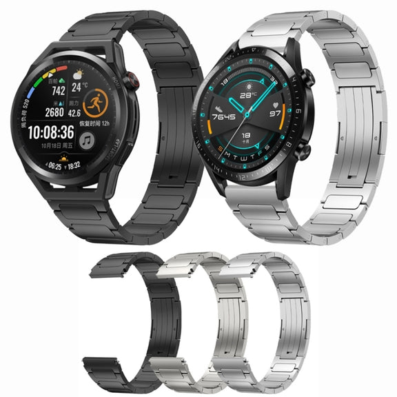 For Huawei GT2 46mm 22mm I-Shaped Titanium Alloy Watch Band(Black)