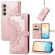 For Samsung Galaxy S25 5G Mandala Flower Embossed Leather Phone Case(Rose Gold)