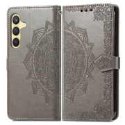 For Samsung Galaxy S25+ 5G Mandala Flower Embossed Leather Phone Case(Gray)