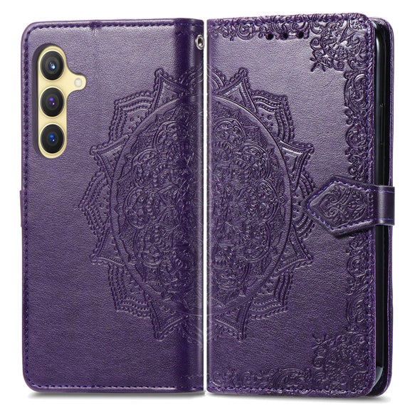 For Samsung Galaxy S25+ 5G Mandala Flower Embossed Leather Phone Case(Purple)