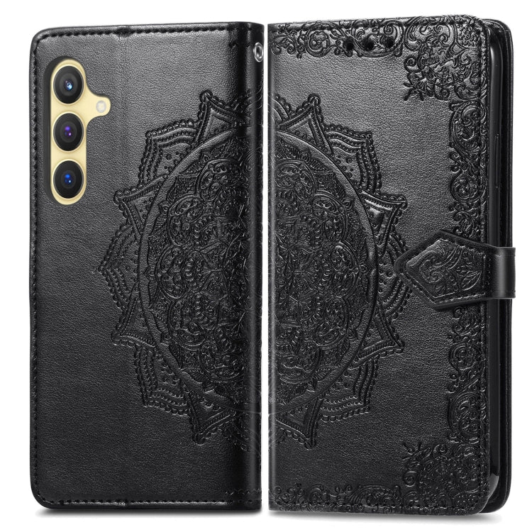 For Samsung Galaxy S25+ 5G Mandala Flower Embossed Leather Phone Case(Black)