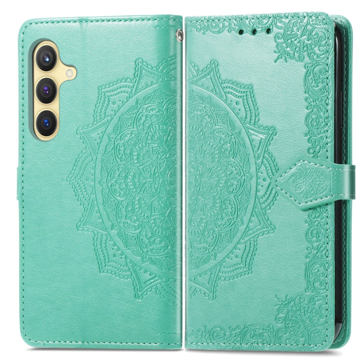 For Samsung Galaxy S25+ 5G Mandala Flower Embossed Leather Phone Case(Green)