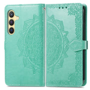 For Samsung Galaxy S25+ 5G Mandala Flower Embossed Leather Phone Case(Green)