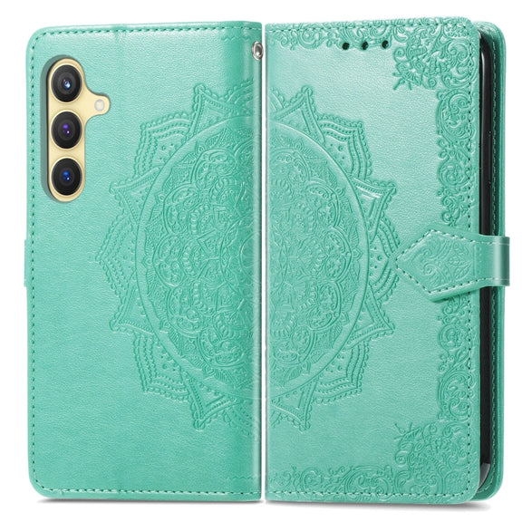 For Samsung Galaxy S25+ 5G Mandala Flower Embossed Leather Phone Case(Green)