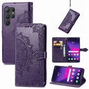 For Samsung Galaxy S25 Ultra 5G Mandala Flower Embossed Leather Phone Case(Purple)