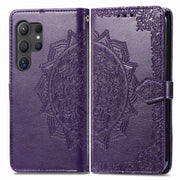 For Samsung Galaxy S25 Ultra 5G Mandala Flower Embossed Leather Phone Case(Purple)