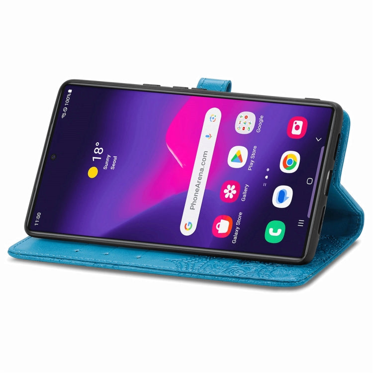 For Samsung Galaxy S25 Ultra 5G Mandala Flower Embossed Leather Phone Case(Blue)