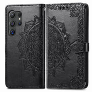 For Samsung Galaxy S25 Ultra 5G Mandala Flower Embossed Leather Phone Case(Black)