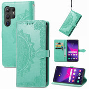 For Samsung Galaxy S25 Ultra 5G Mandala Flower Embossed Leather Phone Case(Green)