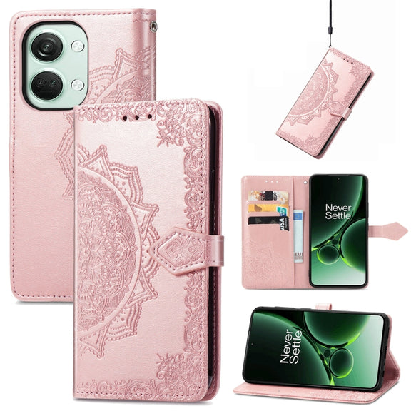For OnePlus Nord 3 5G Mandala Flower Embossed Leather Phone Case(Rose Gold)