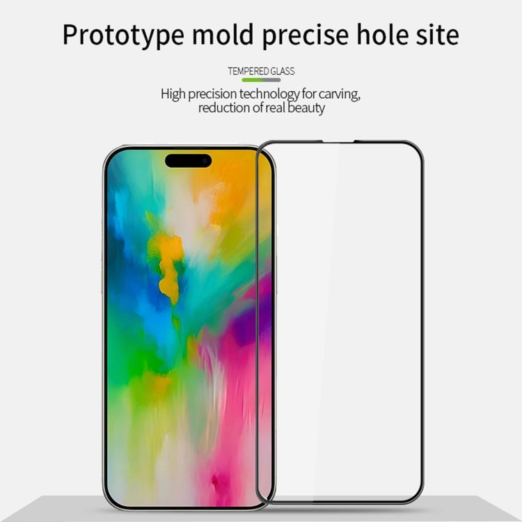 For iPhone 16 PINWUYO 9H 3D Curved Full Screen Explosion-proof Tempered Glass Film(Black)